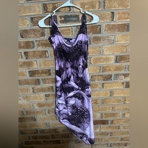 asymmetric purple dress
